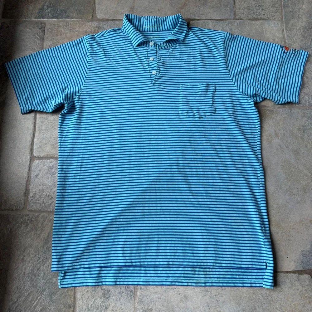 RARE B. Draddy Tommy Polo Size L Stripe Pima Cotton The Ocean Course Kiawah Logo - Picture 3 of 8